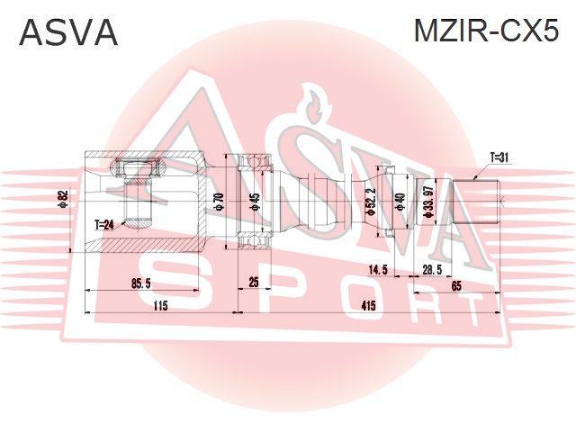 Полуось передняя правая для Mazda Mazda 6 (GJ/GL) 2013> MZIRCX5 Asva