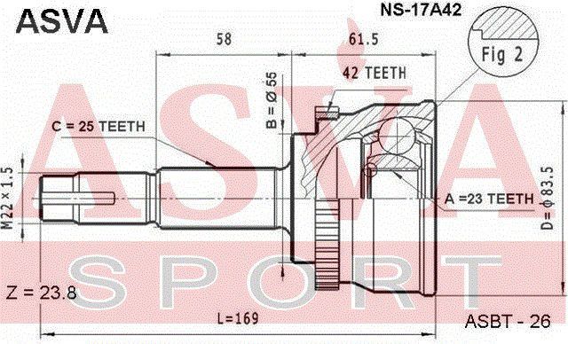 Шарнирный комплект NS17A42 Asva