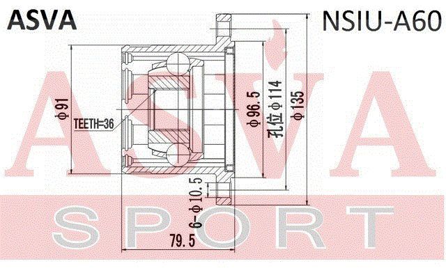 Полуось передняя для Nissan Armada 2004-2016 nsiua60 Asva