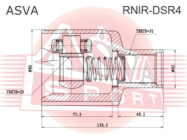 ШРУС ВНУТРЕННИЙ ПРАВЫЙ DUSTER/TERRANO 31x33x35 RNIRDSR4 Asva