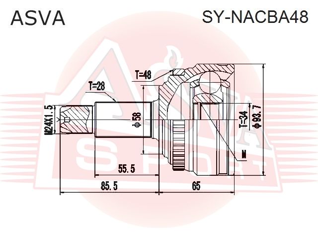 ШРУС наружный стопор внутри SSANG YONG NEW ACTION AT/MT 2010< ASVA SY-NACBA48 synacba48 Asva
