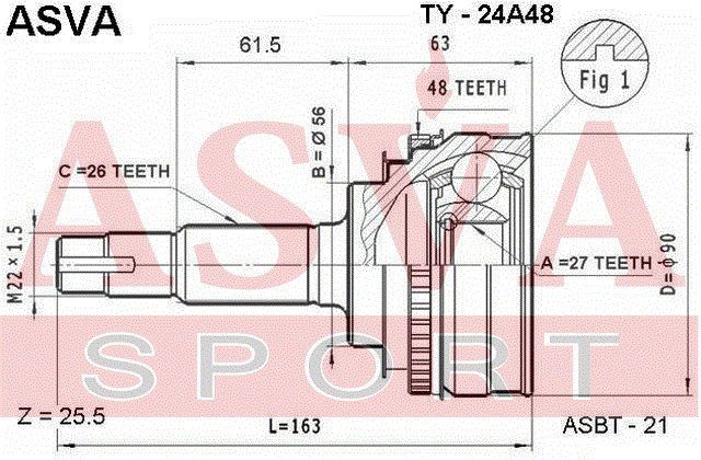 Шарнирный комплект TY24A48 Asva