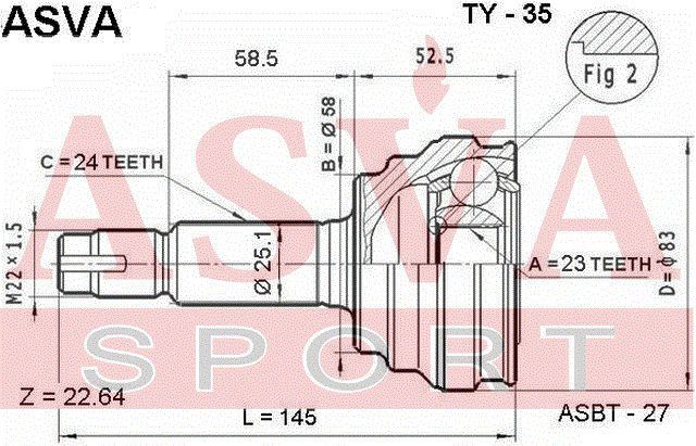 Шарнирный комплект TY35 Asva