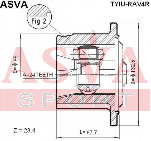 ШРУС внутренний задний для Toyota RAV 4 2000-2005 TYIURAV4R Asva