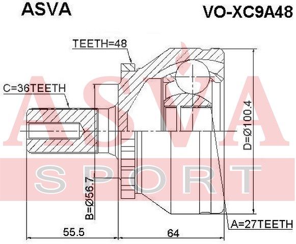 Шарнирный комплект voxc9a48 Asva