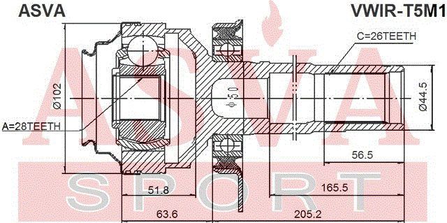 Шарнирный комплект vwirt5m1 Asva