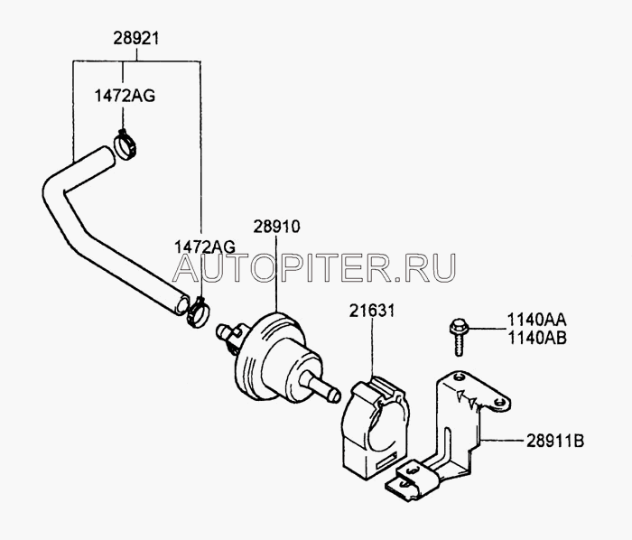 Клапан системы вентиляции топливного бака 2891022040 Hyundai-Kia