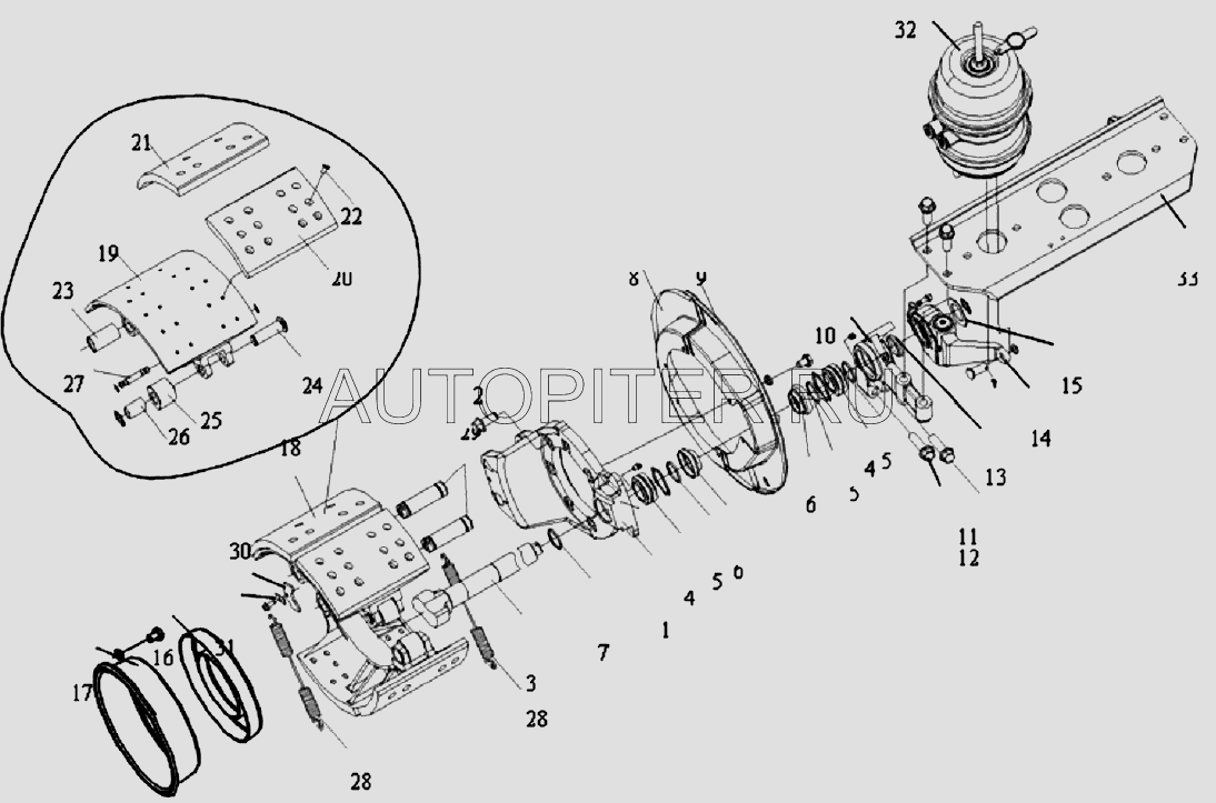 Накладка тормозная задняя 16 отв. длинная Ф6 МОСТ R16T230W FAW 2011 3502407a0e Faw