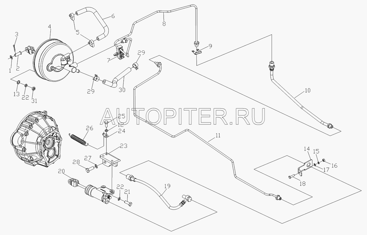 Цилиндр сцепления рабочий Фотон 1031,1039,1041,104 1104916200039 Foton