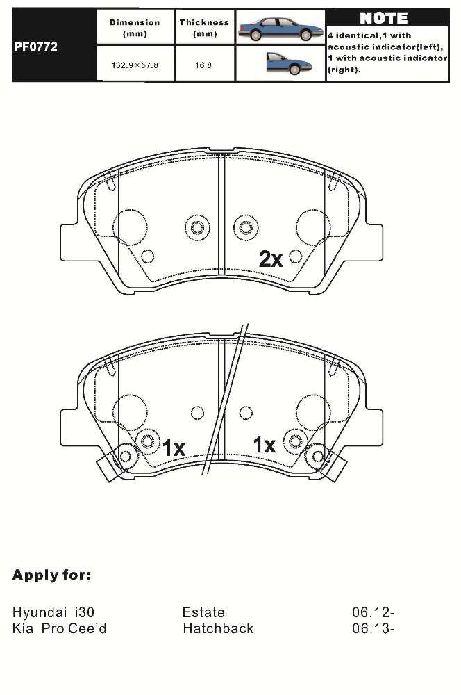 Комплект тормозных колодок AIKO. Серия StopLine pf0772 Aiko