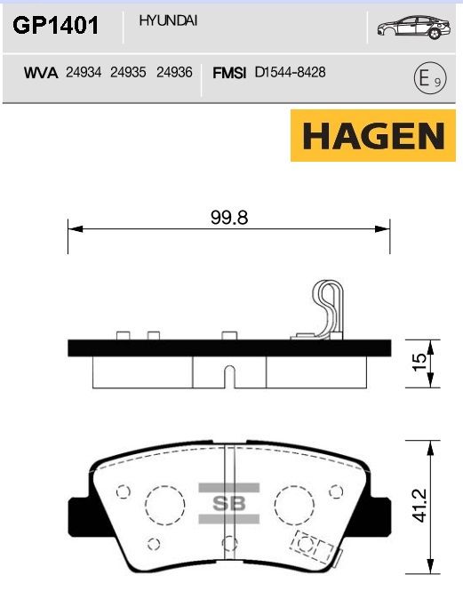 Колодки тормзад Premium brake pads HAGEN SANGSIN GP1401