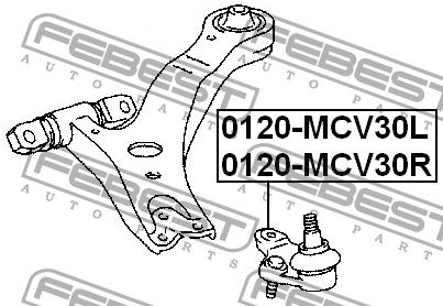 Опора шаровая правая передней подвески для Lexus ES (CV3) 2001-2006 0120MCV30R Febest