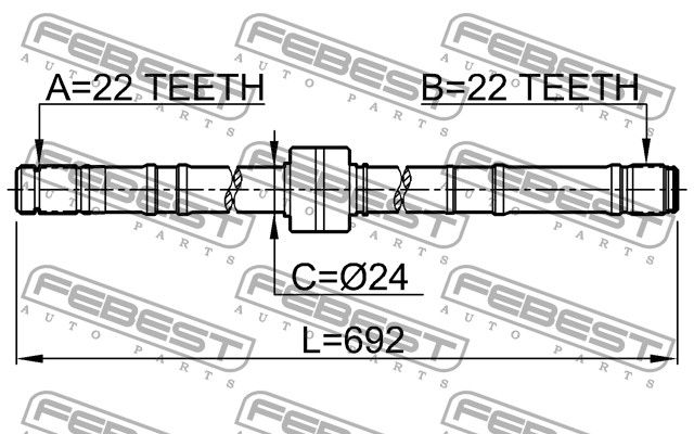 Вал 0212P10RH Febest