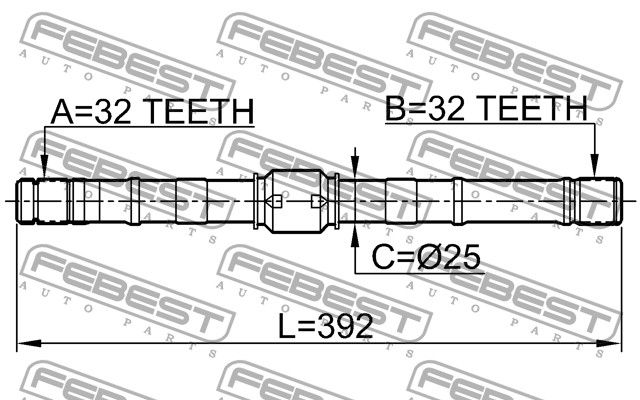 Вал 0212SR20LH Febest