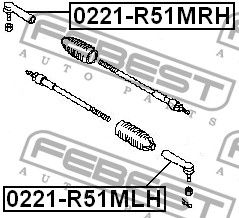 Наконечник рулевой левый для Nissan XTerra (N50) 2005-2015 0221r51mlh Febest