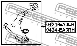 Рычаг передний нижний правый для Mitsubishi Eclipse III 1999-2005 0424ea3rh Febest