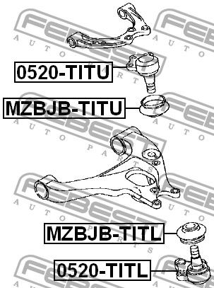 ОПОРА ШАРОВАЯ ПЕРЕДНЕГО НИЖНЕГО РЫЧАГА MAZDA TITAN TRUCK T3000/3500 FEBEST 0520titl Febest