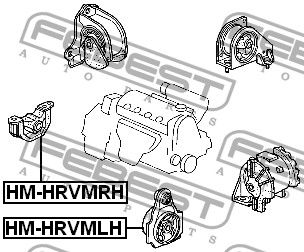 Опора двигателя правая для Honda CRX III 1992-1998 HMHRVMRH Febest