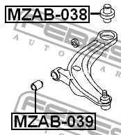 Сайлентблок переднего рычага задний для Mazda MPV II (LW) 1999-2006 MZAB038 Febest