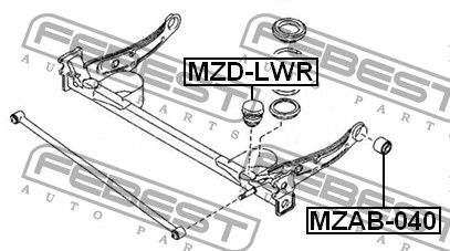 Сайлентблок задней балки для Mazda MPV II (LW) 1999-2006 mzab040 Febest