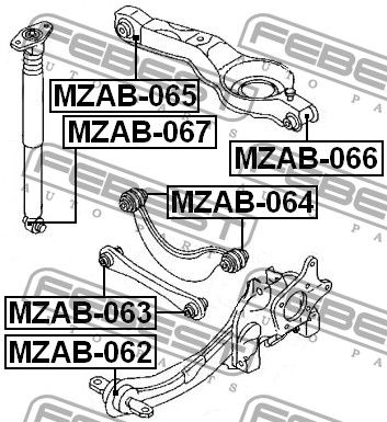 Сайлентблок рычага FORD FOCUS I/II заднего MZAB062 Febest