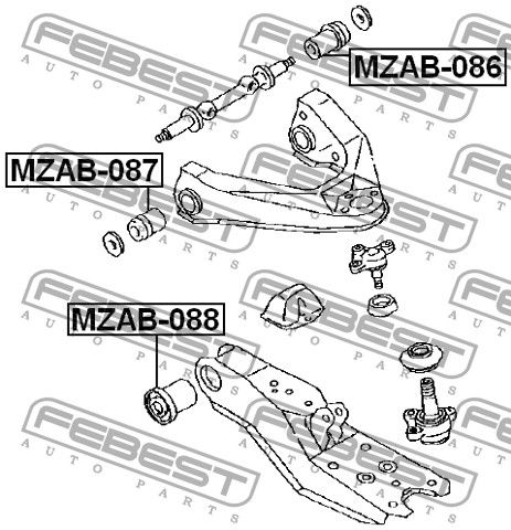 Сайлентблок верхнего рычага задний для Mazda E 2000/E 2200 1984-2006 MZAB086 Febest