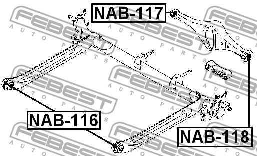 Сайлентблок заднего рычага для Nissan Maxima (A33) 2000-2005 NAB118 Febest