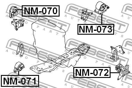 Подушка двигателя передняя NM-071 Febest NM071 Febest