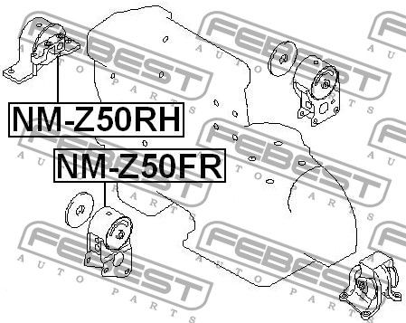 Опора двигателя правая для Nissan Teana J31 2003-2008 nmz50rh Febest