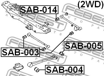 Сайлентблок заднего попер. рычага для Subaru Impreza (G11) 2000-2007 SAB003 Febest