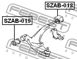 Сайлентблок переднего рычага задний для Suzuki Baleno 1998-2007 SZAB018 Febest