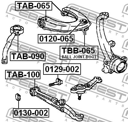 Сайлентблок рычага TOYOTA MARK 2 92-04 пер.подв. TAB090 Febest