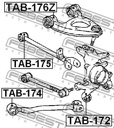 Сайлентблок заднего поворотного кулака для Lexus LS 400 (UCF20) 1994-2000 tab172 Febest