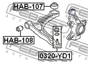 Сайлентблок переднего рычага передний для Honda Pilot 2002-2008 HAB108 Febest