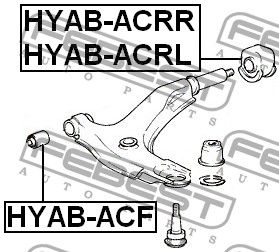 Сайлентблок нижнего рычага задний для Hyundai Accent I 1994-2000 HYABACRL Febest
