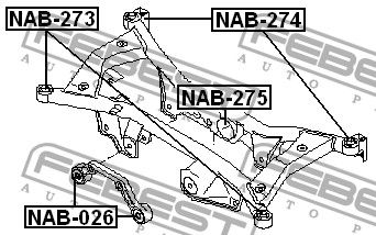 Сайлентблок задней балки для Nissan X-Trail (T30) 2001-2006 NAB273 Febest