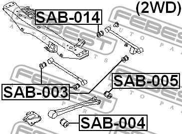 Сайлентблок продольной тяги задний (п.з.к.) для Subaru Impreza (G11) 2000-2007 sab005 Febest