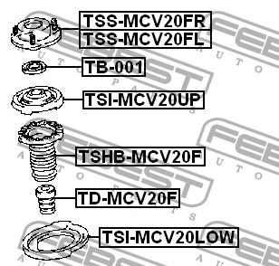 Опора переднего амортизатора правая для Toyota Camry V20 1996-2001 TSSMCV20FR Febest