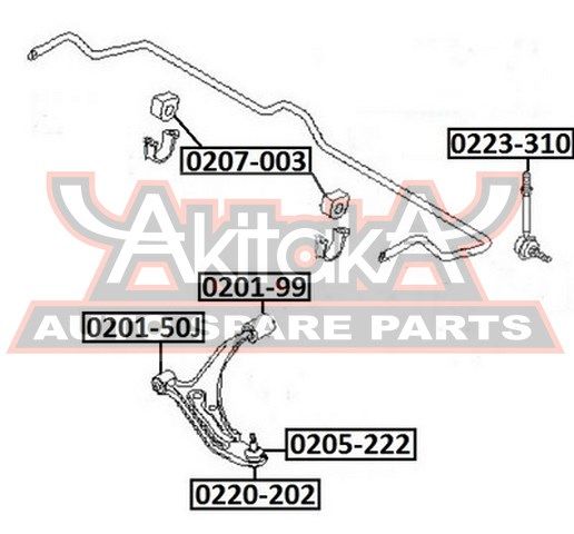 Опора шаровая нижняя передней подвески для Nissan Sunny Y10 1990-2000 0220202 Akitaka