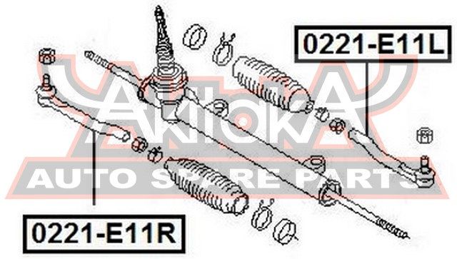 Наконечник рулевой правый для Nissan Micra (K12E) 2002-2010 0221E11R Akitaka