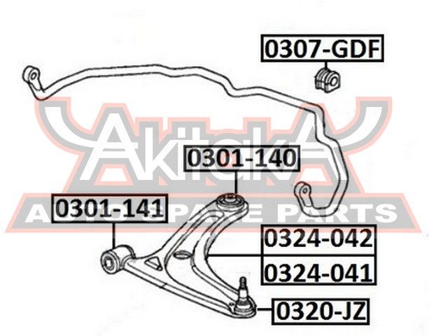 Сайлентблок переднего рычага передний для Honda Jazz 2002-2008 0301141 Akitaka