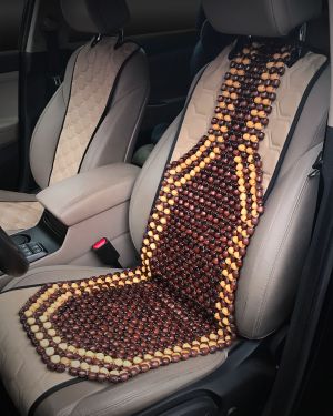 Накидка деревянная на перед. сиденье, массажная, цвет желт./коричн.(ADCS001)