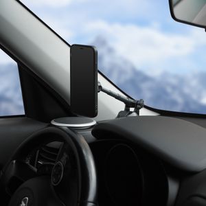 Держатель для телефона автомобильный на торпедо/лоб. стекло магнитный с телескоп. кроншт.  (AMS-U-19)