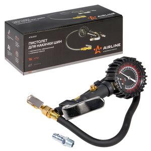 Пистолет для накачки шин 16 АТМ PRO с манометром обрезин. с клапаном сброса (ATBU007)