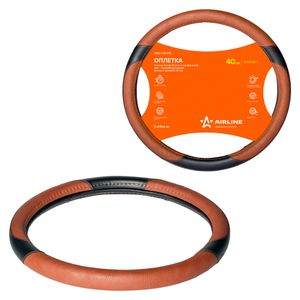 Оплетка на руль, искусственная кожа, коричневая/черная, 40 см / L (AWC-CM-05L)