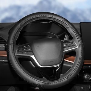 Оплетка на руль, искусственная кожа с тиснением, черная, 38 см / M (AWC-SL-03M)
