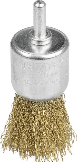 STAYER  30 мм, витая стальная латунированная проволока 0.3 мм, щетка кистевая для дрели (35113-30)