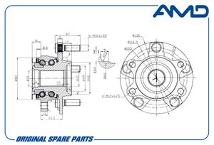 Ступицы колеса AMD AMD.HUB64 NISSAN X-Trail 2.0dCi 2007.06> Ступица передняя AMDHUB64 AMD