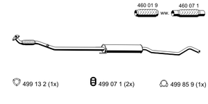 Средний глушитель выхлопных газов