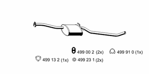 Средний глушитель выхлопных газов